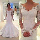 2026 New Wedding Dress Long-Sleeved Fishtail Deep V-Neck Sexy Small Tail Bag Hip Slimming Version Of Wedding Dress HZ0517