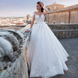 Wedding V-Neck 2026 New Big Tailed Wedding Dress Retro Sexy Tulle Long-Sleeved Wedding Dress HZ0517