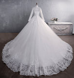 Wedding Dress 2026 Spring New Heavy Industry Long Sleeve Lace Bride Standing Big Tail Tail Minimal Wedding Wedding Woman HZ0517