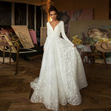 Wedding Dress 2026 New Long-Sleeved Tail Wedding Dress Sexy V Bare Back Light Wedding Dress HZ0517