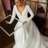 Wedding Dress 2026 New Long-Sleeved Tail Wedding Dress Sexy V Bare Back Light Wedding Dress HZ0517