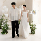 Korean Light Wedding Dress Simple Engagement Dress Welcome Lawn Wedding Dress Main Wedding Certificate Small White Dress Outdoor HZ0517