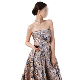Temperament Retro Breast-Wearing Evening Dress Light Luxury High-End Sense Of The New Adult Show Drag-Tailed Engagement Evening Dress Elegant HZ0517