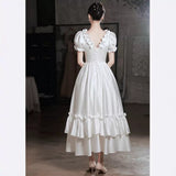 Summer New U-Neck Princess Fluffy Pure White Dress Pattern Romantic Wedding Wedding Bridesmaid HZ0517