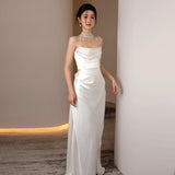 French-Style Linden Light Wedding Dress Bride Simple White Tectory Bosom Line Welcome Yarn Banquet Fishtail Dress Dress HZ0517