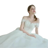 One-Word Shoulder Light Wedding Dress 2026 Spring New Korean Fashion Travel Wedding Dress HZ0517