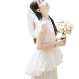 Bridal Marriage Certificate Registration Small White Dress 2026 New Super Xian Sen Family Travel Shooting Simple Light Wedding Dress HZ0517