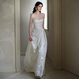 French Light Wedding Dress Bride Wipes The Heart Of The Super Fairy Shoulder Long Sleeve White Engagement Dress Dress HZ0517