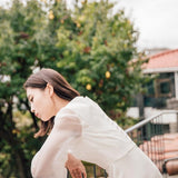 Travel Shot Light Wedding Dress Sen Series Simple White Denoodle Evening Dress Woman 2026 New Wedding Yarn Long Sleeve HZ0517