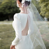 French Light Wedding Dress New Bride Long Sleeve Temperament Simple Sen Trend Travel To Welcome The Dress HZ0517