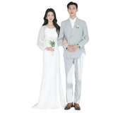 Korean Light Wedding Temperament Simple White Long-Sleeved Vertiny Bride Wedding Engagement Welcome To Go Out To Shoot Wedding HZ0517