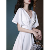 White French Evening Dress In Summer Can Usually Wear Banquet Temperament Semperament Semperament Fairy Fat Mm Dress HZ0517