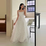 White Sling Dress Fairy Light Wedding Wedding Dress Wedding Morning Dress Evening Dress Banquet Welcome Out Of The Yarn High Sense HZ0517