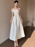 The Bride Went Out Light Wedding Dress Simple Light White Dens Down Dress Small Man Certificate Registration Small Dress HZ0517