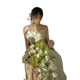 2026 New Sexy Temperament Brating Bride's Bridal Fetal Flowers Before The Long Tail Fairy Gas Trip Wedding Dress HZ0517