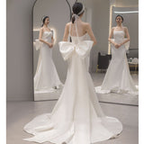 Tempering Bra Light Wedding Dress 2026 New White Simple Small Tail Wedding Registration Temperament Fishtail Thin Dress HZ0517