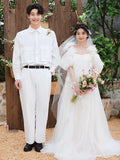 Fairy Sen Light Wedding Dress Bridal Morning Robes Go Out On The Outside Of The Yarn To Welcome The Light Yarn Studio Outdoor Travel Dress HZ0517