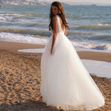 White Sleeveless Beach Beach Trip Light Wedding Dress Bridal Outdoors Show Back Sexy Photography Dress HZ0517