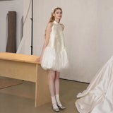 French-Style Fasing High-End Morning Robe Light Wedding Dress Dress New Bridal Certificate Registration Short Adult Dress Dress HZ0517