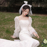 French Fish Tail Light Wedding Dress 2026 New Bridal Temperament Design Lace Out-To-Tail Outdoor Wedding Dress HZ0517