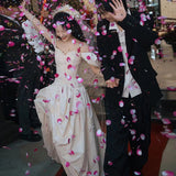 One-Word Shoulder Light Wedding Dress 2026 Spring New French Fashion Trend Small Man Welcome Small Tail Yarn HZ0517