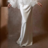 Fashion White Deep V-Neck Sexy Dress 2026 Spring New Fashion Trend Fishtail Shot Light Wedding Dress HZ0517