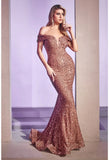 Women Evening Dress Sequin Temperament Pure Color One-Word Collar Temperament Solid Color Banquet Dress Evening Dress HZ0517