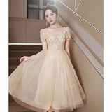 Champagne Evening Dress 2026 Adult Gift Small Birthday Party Performance Light Luxury Niche High-End Art Skirt HZ0517