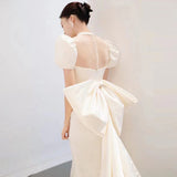 French Light Wedding Dress 2026 New Bridal Temperament Small Tail To Go Out To Welcome The Simple Fish-Tailed And Fasing Dress HZ0517