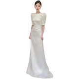 French Light Wedding Dress High-End Temperament Simple Dingy Dress Fishtail Welcome Host Banquet Evening Dress Woman HZ0517