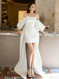 French-Style Seduced Light Wedding Dress Small Bride Simple Breast-Wearing Short Engagement Evening Dress Registration Small White Dress HZ0517