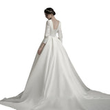 Sai [Vienna Dance Song] Light Wedding 2026 Spring New French Vintage Long Sleeve V-Neck Tailed Wedding HZ0517