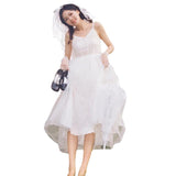 Small Man Light Yarn Simple Wedding Dress Sen Tied Outdoor Lawn Travel Sling Lace Dress Super Fairy Certificate Small White Dress HZ0517