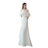 Cloud First Word Shoulder Light Wedding Dress 2026 Spring New Bride Wedding French-Style Stux Tailing Annual Dress HZ0517