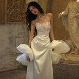 French Fish Tail Light Wedding Dress Bridal Breasts High-Level Travel Photography Small Personality Lace Wedding Morning Robe HZ0517