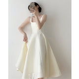 White Retro Sling Dress Card Small Dress Card Small White Dress Temperament Thin Evening Dress Party Party Small Dress HZ0517