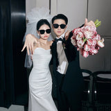 Korean-Style Braed Light Wedding Dress With A Fishtail Sexy Niche Card Small White Dress Studio Travel Shoots Out Of The Yarn Small HZ0517