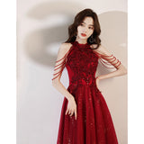 Streaming Pregnant Women Toasting Bride 2026 New Temperament Wedding Engagement Evening Dress Female Banquet Wine Red HZ0517