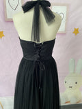 Black Evening Dress Dress Banquet Host Bride Travel Photo Wedding Small Temperament Brat Performance Suit HZ0517