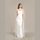 White Light Wedding Dress With Solid Color Morning Dress Simple Fishtail Engagement Evening Dress French Temperament Dress Dress Woman HZ0517