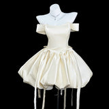Champagne-Colored Shoulder Birthday Dress Dress Female Art Exam Presided Vocal Princess Dress Thousands Of Gold Style Temperament High Sense HZ0517