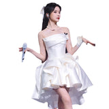 Brased Densate French Light Wedding Dress 2026 New Birthday Dress White Card Registration Small Dress HZ0517