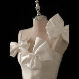Sintered Hepburn Light Wedding Dress Short French First Love Dress Bow Hanging Back Engagement Certificate Dress HZ0517