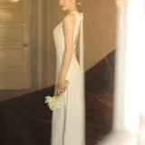 Light Wedding Dress 2026 Spring New Temperament Thin White Simple Welcome Dingy Evening Dress HZ0517