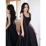 Black Evening Dress Women's New 2026 Hepburn Feast Banquet Temperament Host Art Examination Dress Annual Evening Dress HZ0517