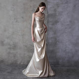 French One-Shoulder Evening Dress Woman 2026 New Senior Sense Bride Engagement Toasting Small Tail Host Dress HZ0517