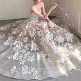 New White Breasted Light Wedding Dress Engagement Senior Feeling Heavy Workeven Dress Wedding Wedding Morning Robes HZ0517