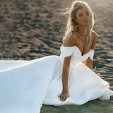 French-Style Densline Wedding Dress 2026 Spring New Word Shoulder Thin Tail Sen Family Travel Wedding Dress HZ0517