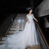 Purely Lusty Small Tail Light Yarn 2026 New Bridal Wedding Simple To Go Out To Welcome The Yarn Super Fairy White Dress Dress HZ0517