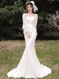 French Fish Tail Light Wedding Dress 2026 New Bridal Temperament Design Lace Out-To-Tail Outdoor Wedding Dress HZ0517